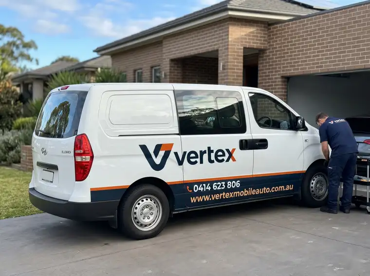 A mechanic working from the fully fitted Vertex Mobile van